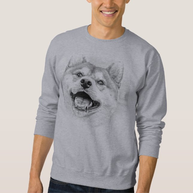 Lächelnder Shiba Inu Hund Sweatshirt (Vorderseite)
