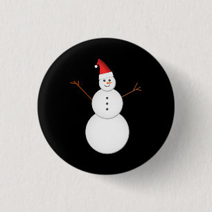 Lächelnder Snowman, der eine rote Button