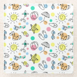 Lächelnder Sommerspass Niedlich Glasuntersetzer