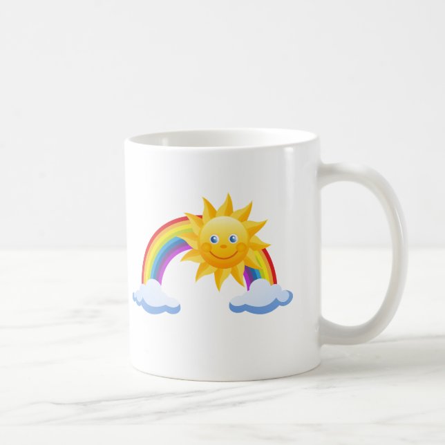 Lächelnder Sonnenschein-Regenbogen Tasse (Rechts)