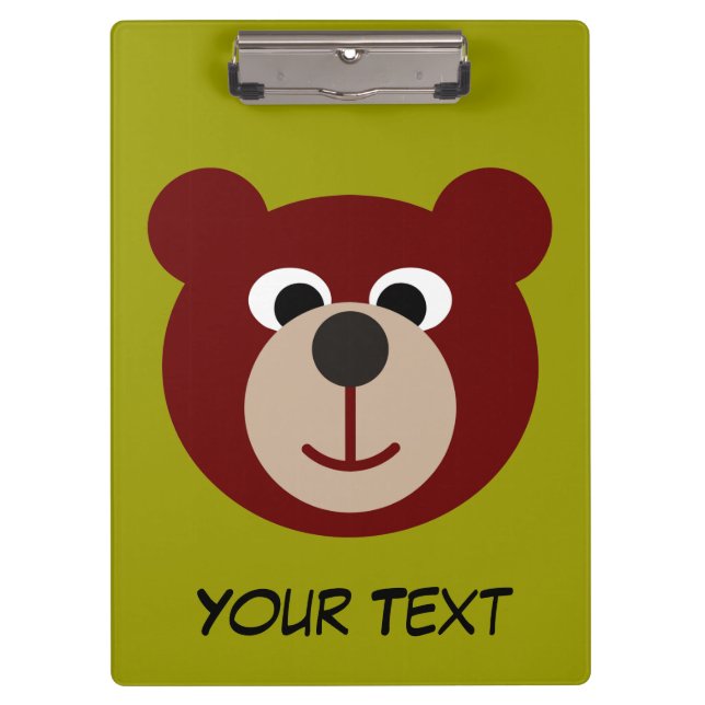 Lächelnder Teddybär + Ihr Text Klemmbrett (Vorderseite)