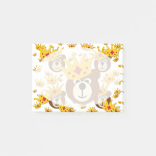 Lächelnder Teddybär mit Krone Post-it Klebezettel