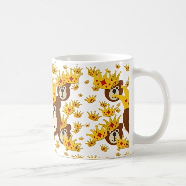 Lächelnder Teddybär mit Krone Tasse (Rechts)