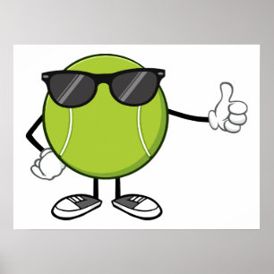Lächelnder Tennisball mit Sonnenbrille Poster