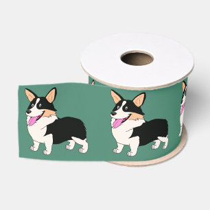 Lächelnder Tricolor Corgi-Cartoon Ripsband