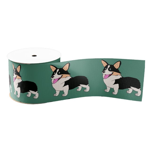 Lächelnder Tricolor Corgi-Cartoon Ripsband (Spule)
