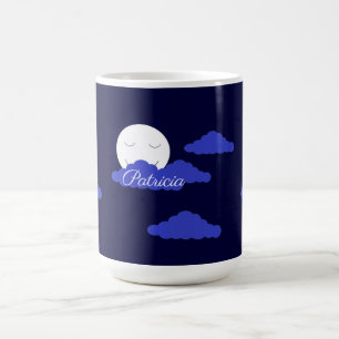 Lächelnder Vollmond mit Wolken:  Dunkelblau Kaffeetasse