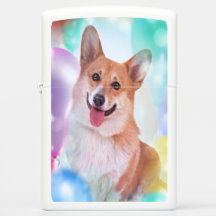 Lächelnder WaliserCorgi mit Ballonen