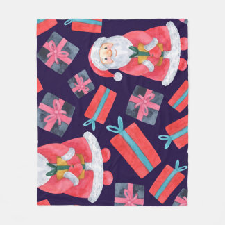 Lächelnder Weihnachtsmann, Aquarell Weihnachten Na Fleecedecke