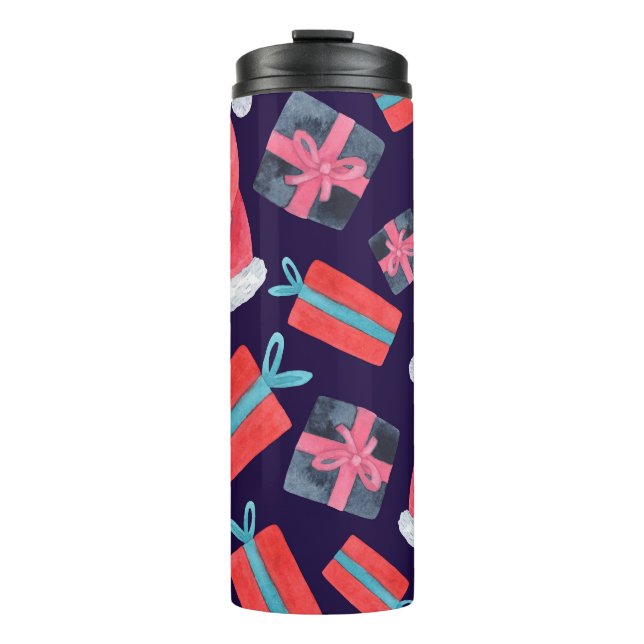 Lächelnder Weihnachtsmann, Aquarell Weihnachten Na Thermosbecher (Vorderseite)