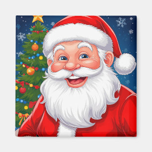 Lächelnder Weihnachtsmann mit roter Mütze Magnet