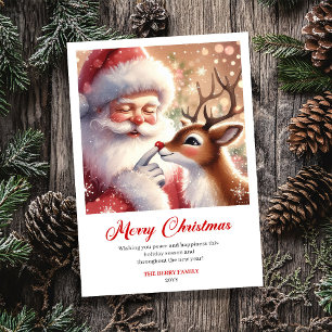 Lächelnder Weihnachtsmann mit Rudolph Frohe Weihna Feiertagskarte