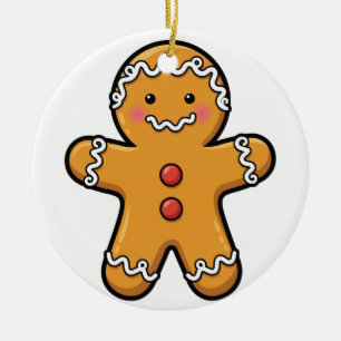 Lächelnder Weihnachtsmann-Ornament aus Lebkuchen Keramik Ornament