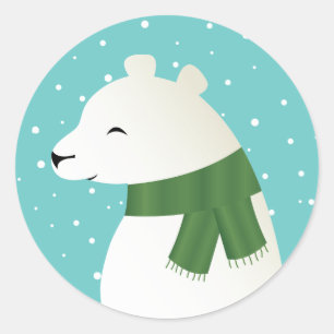 Lächelnder Winter-Eisbär Runder Aufkleber