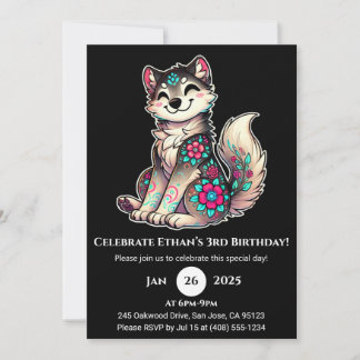 Lächelnder Wolf zum Geburtstag Einladung