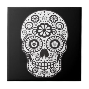 Lächelnder Zuckerschädel Fliese