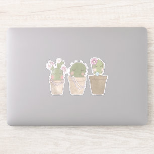 Lächelndes Cactus Trio Watercolor-Design Aufkleber