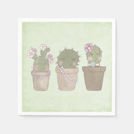 Lächelndes Cactus Trio Watercolor-Design Serviette