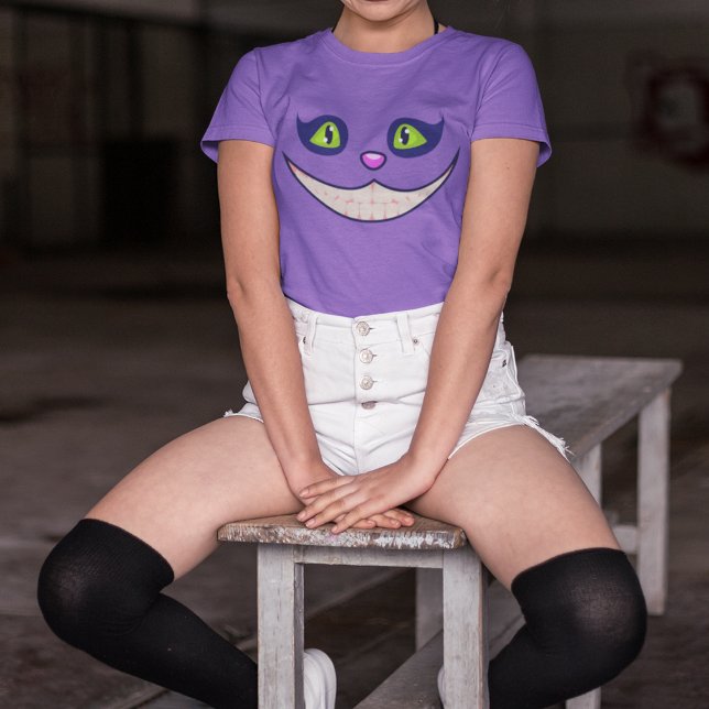 Lächelndes Cheshire Cat Face Halloween Kostüm T-Shirt (Von Creator hochgeladen)