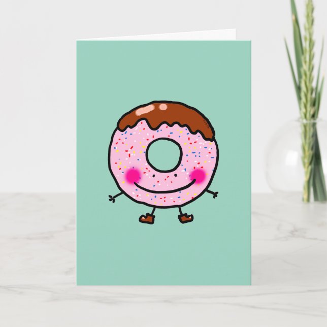 Lächelndes Donut-Grußkarten-Design Feiertagskarte (Vorderseite)