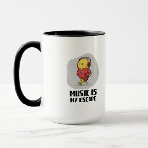 lächelndes Emoticon mit Kopfhörern Tasse