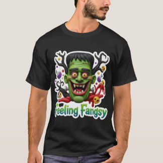 Lächelndes Frankenstein-Monster mit Fangzähnen T-Shirt