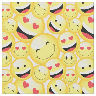 Lächelndes Gelbes Emoji-Gesichtspattern Stoff