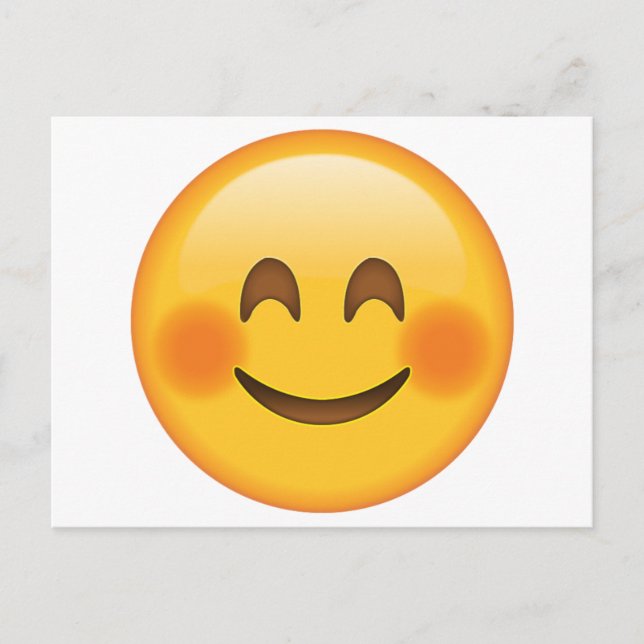 Lächelndes Gesicht mit gebürsteten Wangen - Emoji Postkarte (Vorderseite)