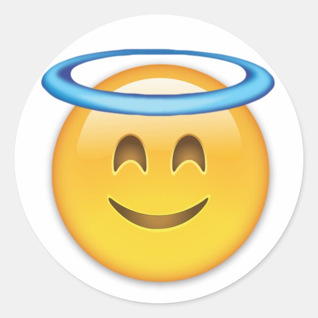Lächelndes Gesicht mit Halo Emoji Runder Aufkleber (Vorderseite)
