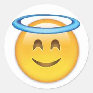 Lächelndes Gesicht mit Halo Emoji Runder Aufkleber
