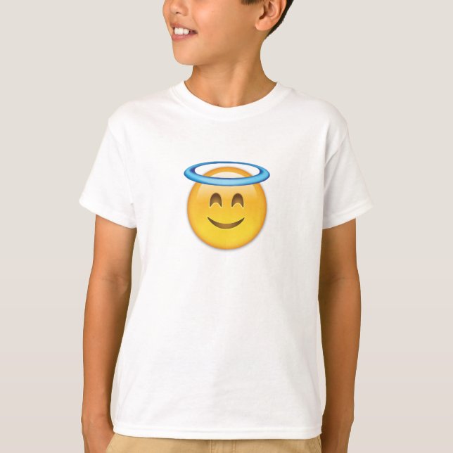 Lächelndes Gesicht mit Halo Emoji T-Shirt (Vorderseite)