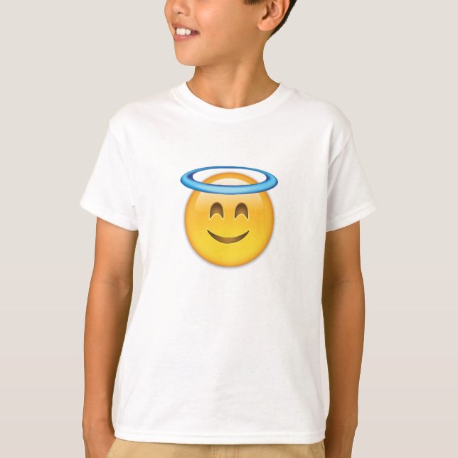 Lächelndes Gesicht mit Halo Emoji T-Shirt (Vorderseite)