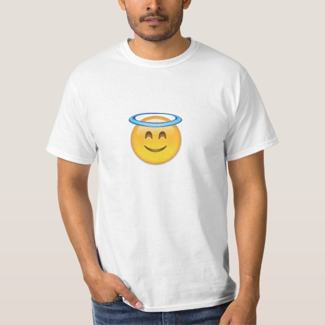 Lächelndes Gesicht mit Halo Emoji T-Shirt (Vorderseite)