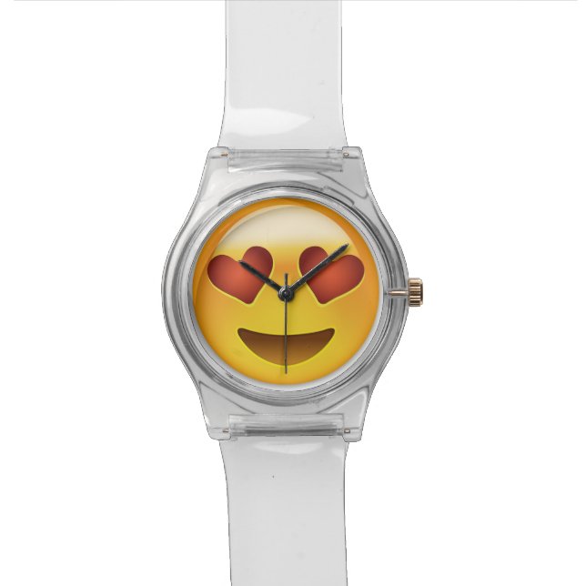 Lächelndes Gesicht mit Herz-geformten Augen Emoji Armbanduhr (Nahaufnahme)
