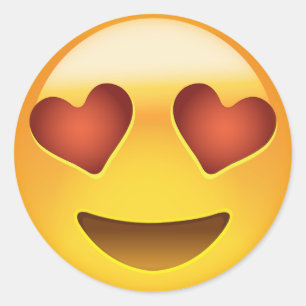Lächelndes Gesicht mit Herz-geformten Augen Emoji Runder Aufkleber