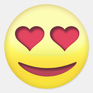 Lächelndes Gesicht mit Herzen formte Augen Runder Aufkleber