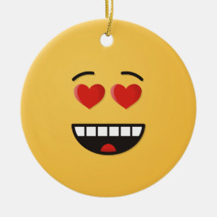 Lächelndes Gesicht mit herzförmigen Augen Keramik Ornament