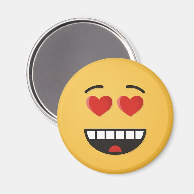Lächelndes Gesicht mit herzförmigen Augen Magnet (Vorderseite/Rückseite)