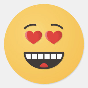 Lächelndes Gesicht mit herzförmigen Augen Runder Aufkleber