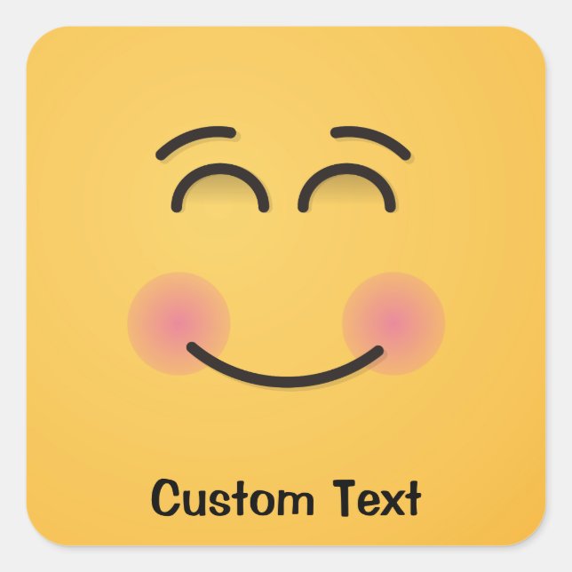 Lächelndes Gesicht mit lächelndem Augeneckenaufkle Quadratischer Aufkleber (Vorderseite)