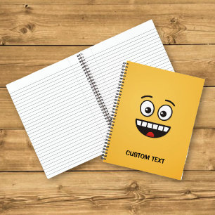 Lächelndes Gesicht mit offenem Mund Notizbuch