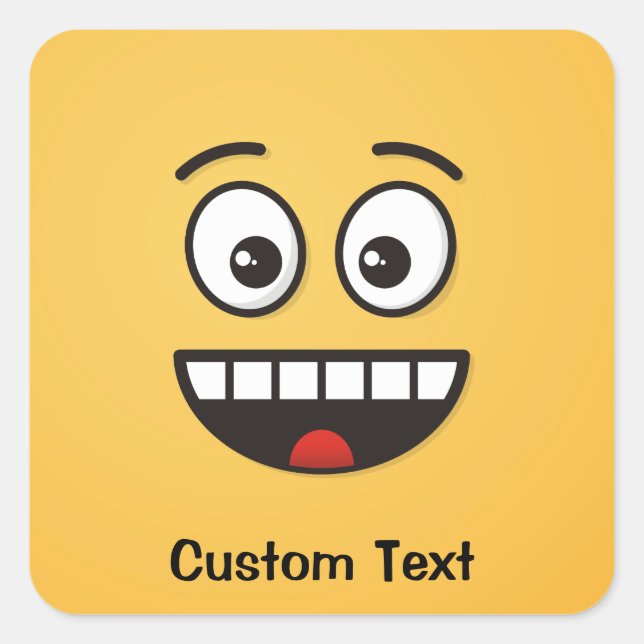Lächelndes Gesicht mit offenem Mund Quadratischer Aufkleber (Vorderseite)