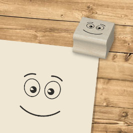 Lächelndes Gesicht mit offenen Augen Gummistempel