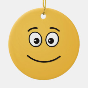 Lächelndes Gesicht mit offenen Augen Keramik Ornam Ornament