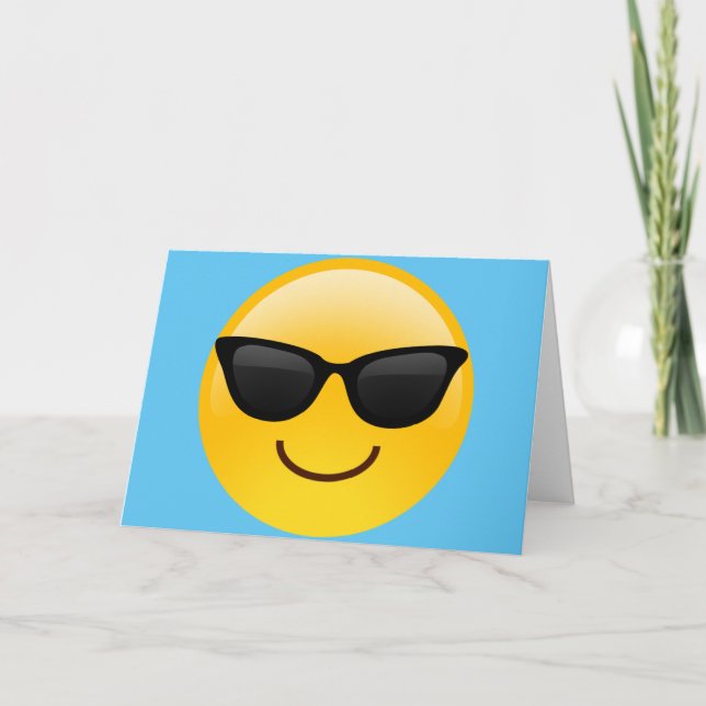 Lächelndes Gesicht mit Sonnenbrille Coole Emoji Karte (Vorderseite)