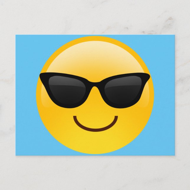 Lächelndes Gesicht mit Sonnenbrille Coole Emoji Postkarte (Vorderseite)
