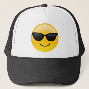 Lächelndes Gesicht mit Sonnenbrille Coole Emoji Truckerkappe
