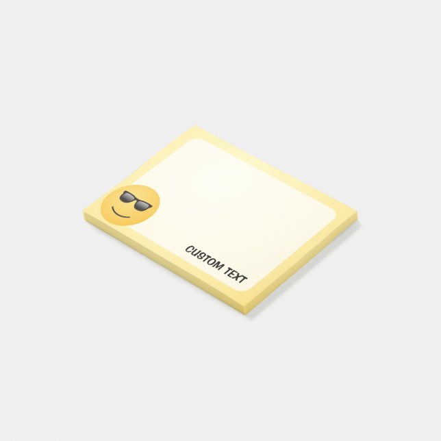 Lächelndes Gesicht mit Sonnenbrille Post-it Klebezettel (angewinkelt)