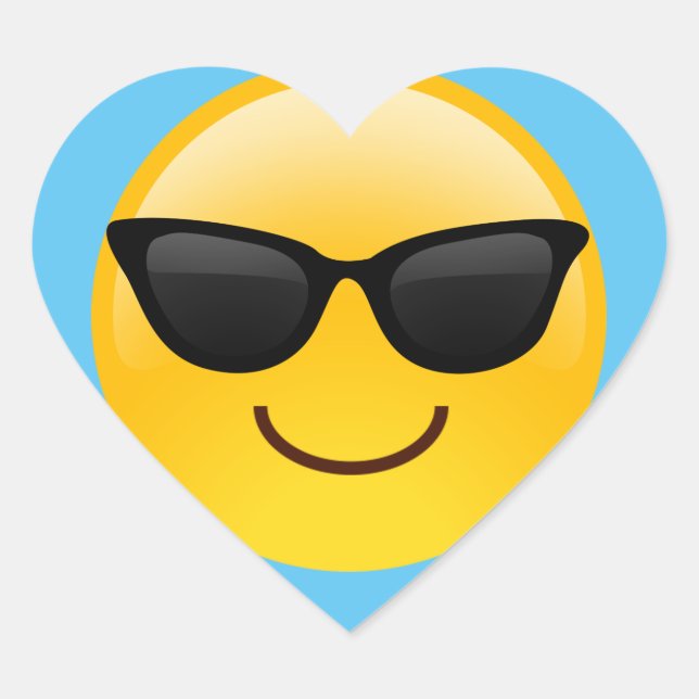 Lächelndes Gesicht mit Sonnenbrillen cooles Emoji Herz-Aufkleber (Vorderseite)