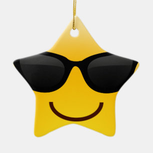 Lächelndes Gesicht mit Sonnenbrillen cooles Emoji Keramikornament